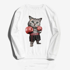 Tide Brand Hip-Hop Round Neck Jacket Hiphop Hip-Hop Sweater Spoof Boxing Cat Thin Velvet