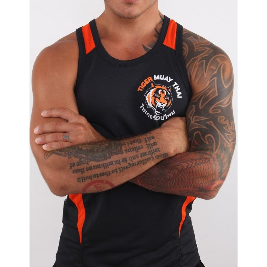 Thai Tiger Boxing Gym Black and Orange Vest