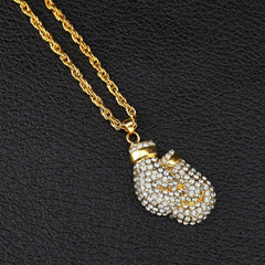 Boxing gloves diamond pendant necklack