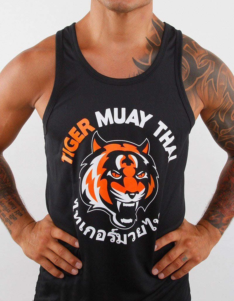 Thai Tiger Boxing Gym Black and Orange Vest